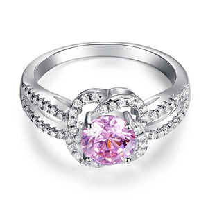 Floral 925 Sterling Silver Wedding Promise Anniversary Ring 1 Ct Fancy Pink Created Zirconia Jewelry MXFR8250