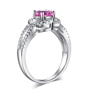 Floral 925 Sterling Silver Wedding Promise Anniversary Ring 1 Ct Fancy Pink Created Zirconia Jewelry MXFR8250