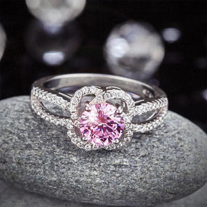 Floral 925 Sterling Silver Wedding Promise Anniversary Ring 1 Ct Fancy Pink Created Zirconia Jewelry MXFR8250