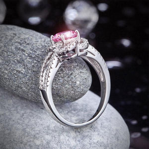 Floral 925 Sterling Silver Wedding Promise Anniversary Ring 1 Ct Fancy Pink Created Zirconia Jewelry MXFR8250