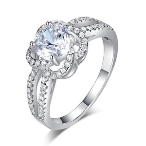 Floral 925 Sterling Silver Wedding Promise Engagement Ring 1 Ct Created Zirconia Jewelry MXFR8251