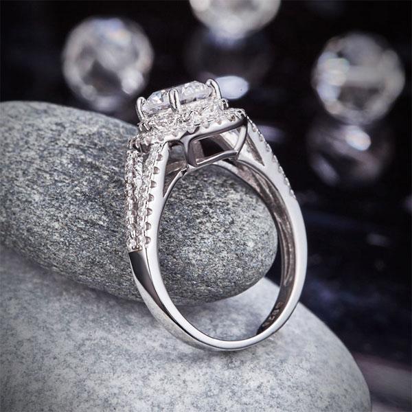 Double Halo 925 Sterling Silver Wedding Engagement Ring 1.25 Ct Created Zirconia Promise Anniversary MXFR8253
