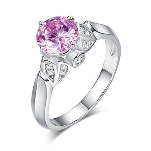 Flower 925 Sterling Silver Wedding Promise Anniversary Ring 1.25 Ct Fancy Pink Created Zirconia Jewelry MXFR8258