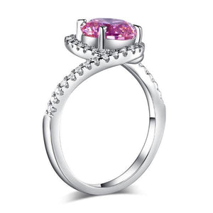Twist Curl 925 Sterling Silver Wedding Engagement Ring 2 Ct Fancy Pink Created Zirconia Diamond Promise Anniversary MXFR8260