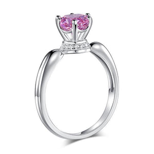 6 Claws Crown 925 Sterling Silver Wedding Promise Anniversary Ring 1.25 Ct Fancy Pink Created Zirconia Jewelry MXFR8262