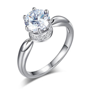 6 Claws Crown 925 Sterling Silver Wedding Promise Anniversary Ring 1.25 Ct Created Zirconia Jewelry MXFR8263