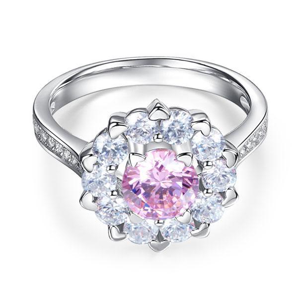 Snowflake 925 Sterling Silver Wedding Promise Anniversary Ring 1 Ct Fancy Pink Created Zirconia MXFR8264
