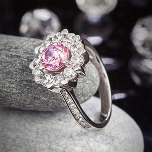 Snowflake 925 Sterling Silver Wedding Promise Anniversary Ring 1 Ct Fancy Pink Created Zirconia MXFR8264