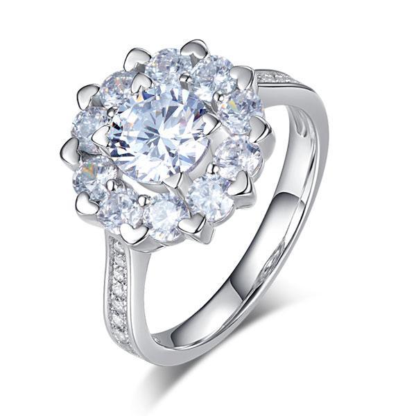 Snowflake 925 Sterling Silver Wedding Promise Anniversary Ring 1 Ct Created Zirconia MXFR8265