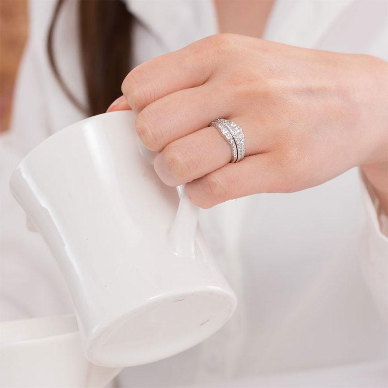 Solid 925 Sterling Silver Wedding Band Ring Set 3-Pieces Anniversary MXFR8270