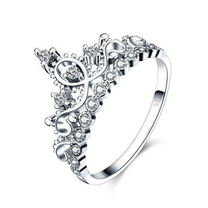 Solid 925 Sterling Silver Ring Crown Shape CZ for Lady Trendy Stylish MXFR8275