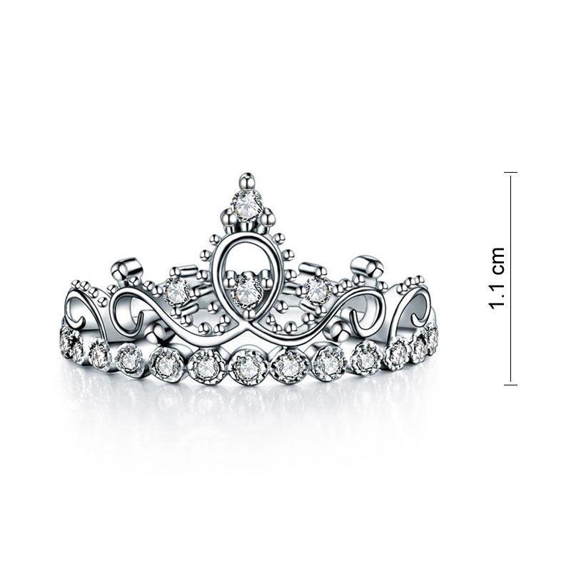 Solid 925 Sterling Silver Ring Crown Shape CZ for Lady Trendy Stylish MXFR8275