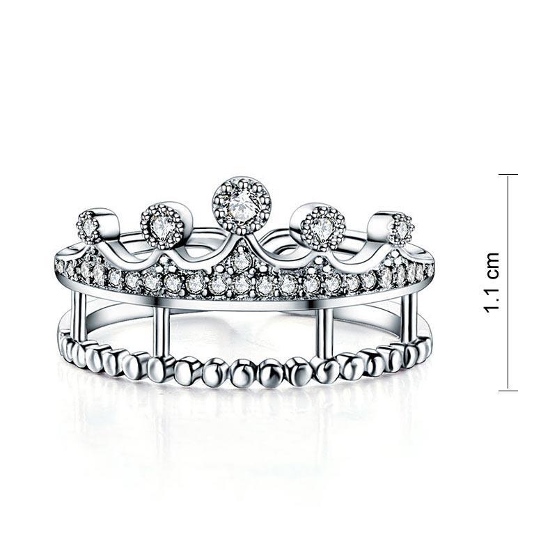 Solid 925 Sterling Silver Ring Crown Shape CZ for Lady Trendy Stylish Jewelry MXFR8277
