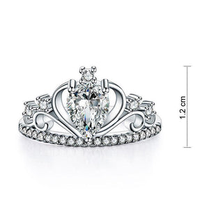 Solid 925 Sterling Silver Crown Ring 1 Carat Pear Cut for Lady Trendy Stylish Jewelry MXFR8278