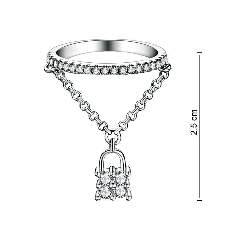 Solid 925 Sterling Silver Band Ring Dangle Purse Sparkling CZ for Lady Trendy Stylish MXFR8280