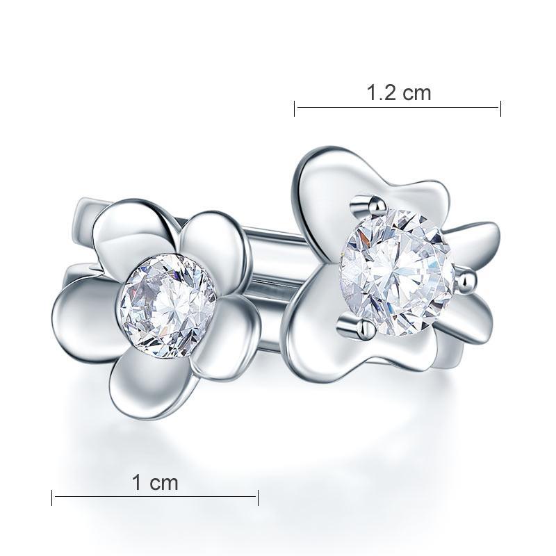 Solid 925 Sterling Silver 2-Pcs Butterfly Flower Ring Set MXFR8281