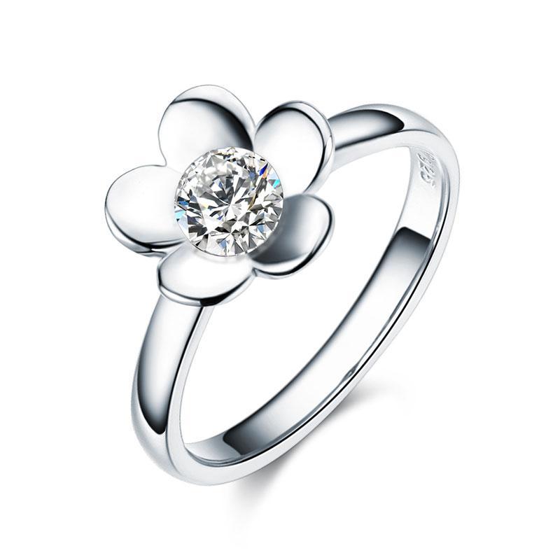 Solid 925 Sterling Silver 2-Pcs Butterfly Flower Ring Set MXFR8281
