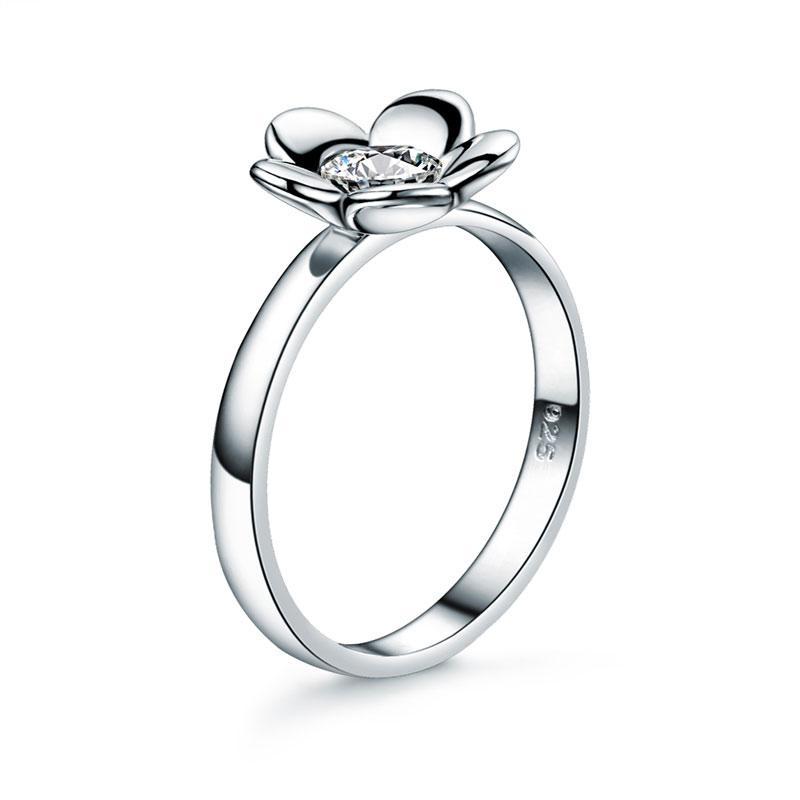 Solid 925 Sterling Silver 2-Pcs Butterfly Flower Ring Set MXFR8281