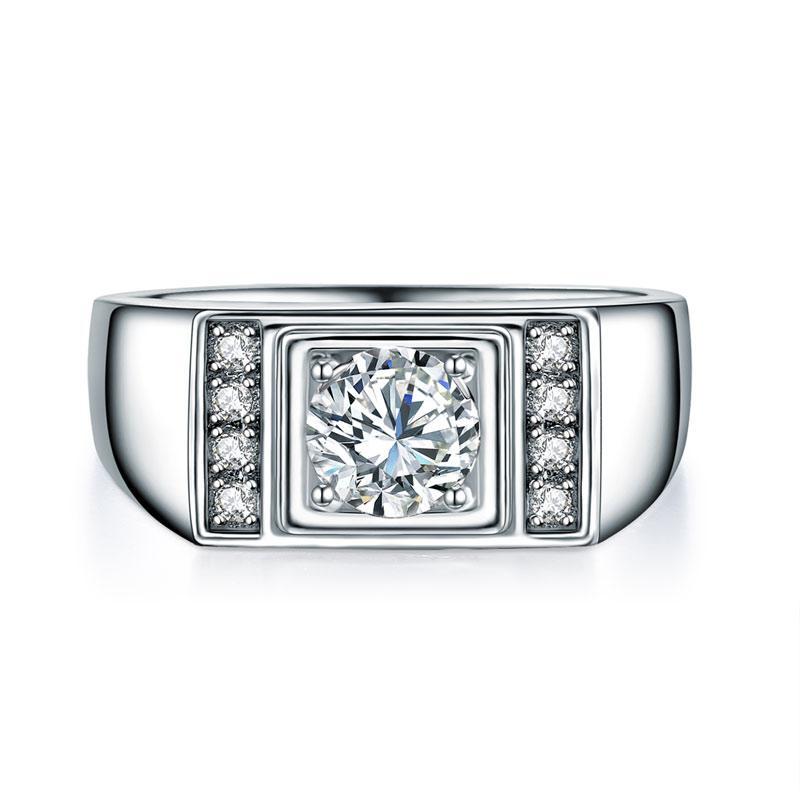 Men&#39;s Wedding Band Solid Sterling 925 Silver Ring Bridal Jewelry 1 Carat MXFR8282