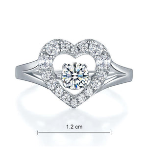 Dancing Stone Heart Solid 925 Sterling Silver Ring Fashion Wedding Jewelry MXFR8283