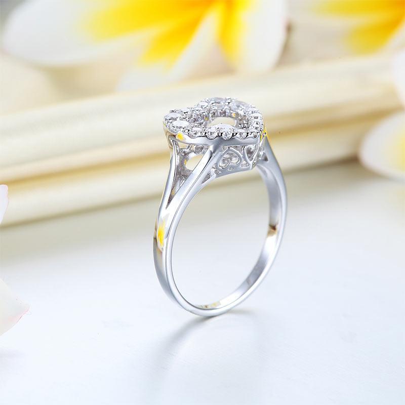 Dancing Stone Heart Solid 925 Sterling Silver Ring Fashion Wedding Jewelry MXFR8283