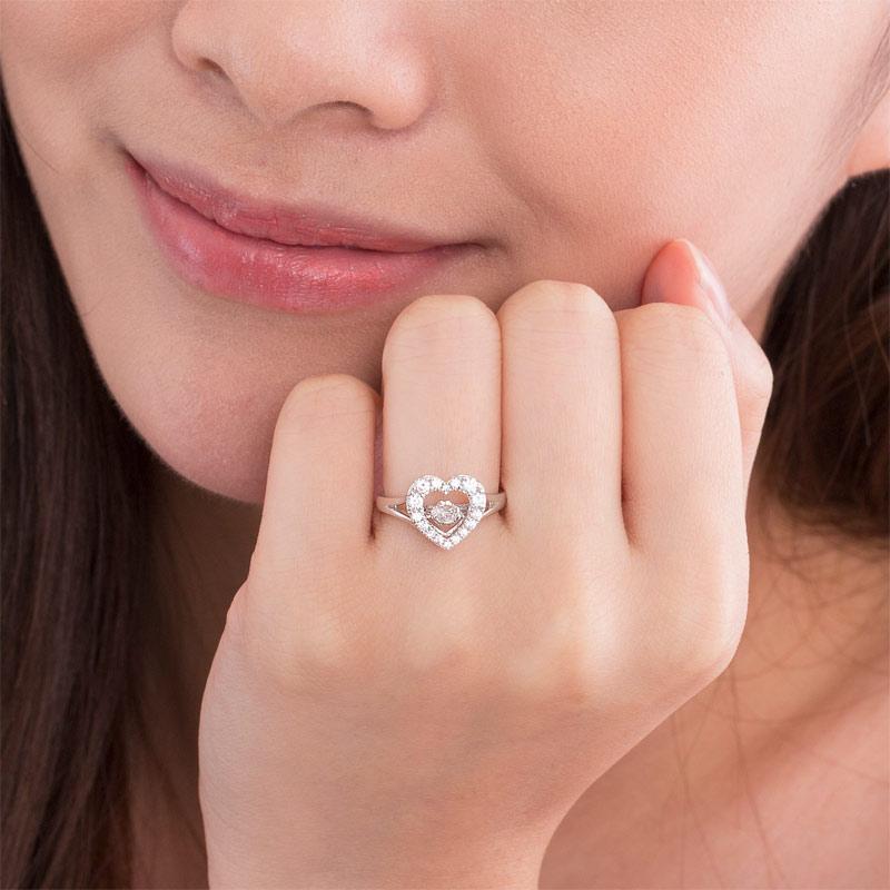 Dancing Stone Heart Solid 925 Sterling Silver Ring Fashion Wedding Jewelry MXFR8283