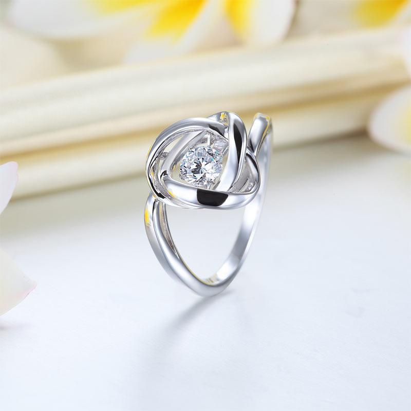 Dancing Stone Woven Solid 925 Sterling Silver Ring MXFR8284