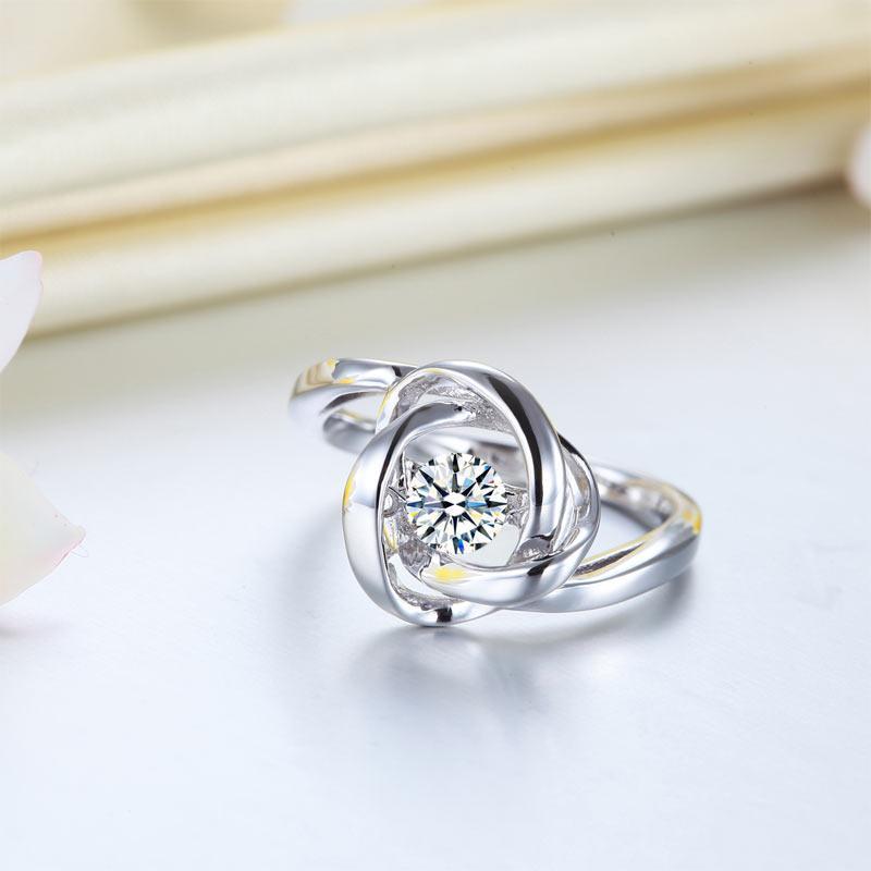 Dancing Stone Woven Solid 925 Sterling Silver Ring MXFR8284