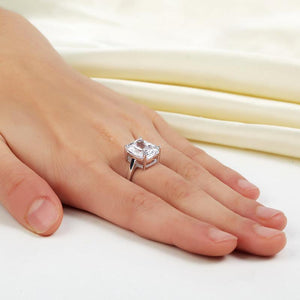 Solid 925 Sterling Silver 6 Carat Wedding Anniversary Solitaire Ring Luxury Jewelry MXFR8286