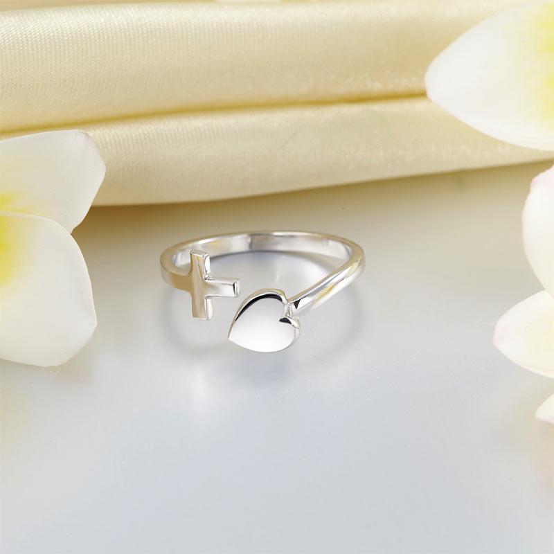 Plain Solid 925 Sterling Silver Ring Cross Heart for Lady Trendy Stylish MXFR8287