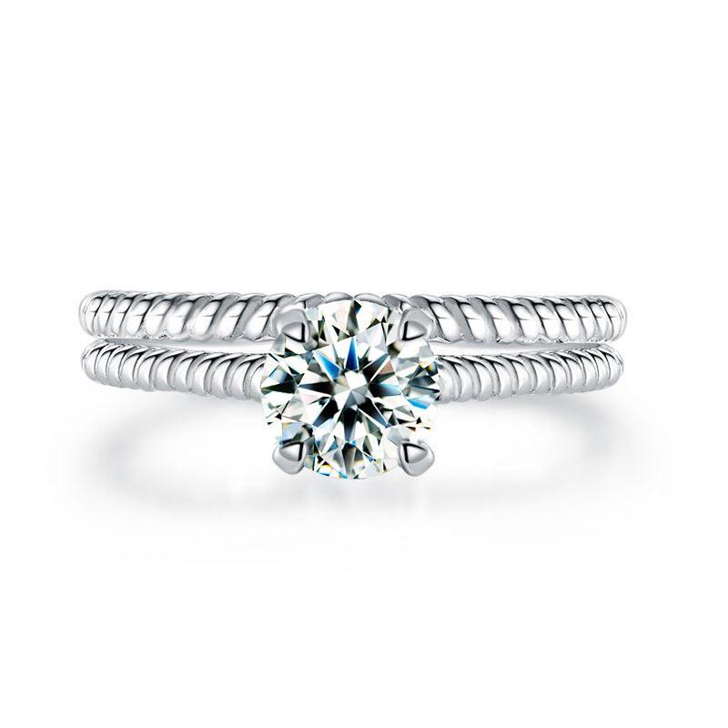 Promise Engagement 2-PC Solid Sterling 925 Silver Twist Solitaire Ring Set Bridal Jewelry MXFR8291