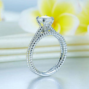 Promise Engagement 2-PC Solid Sterling 925 Silver Twist Solitaire Ring Set Bridal Jewelry MXFR8291