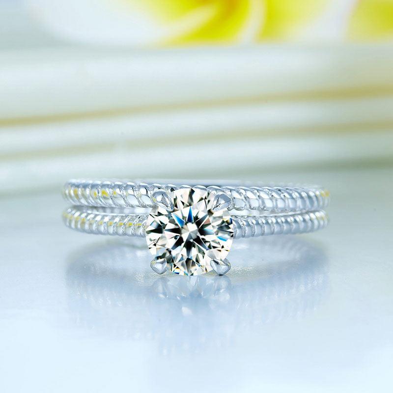 Promise Engagement 2-PC Solid Sterling 925 Silver Twist Solitaire Ring Set Bridal Jewelry MXFR8291