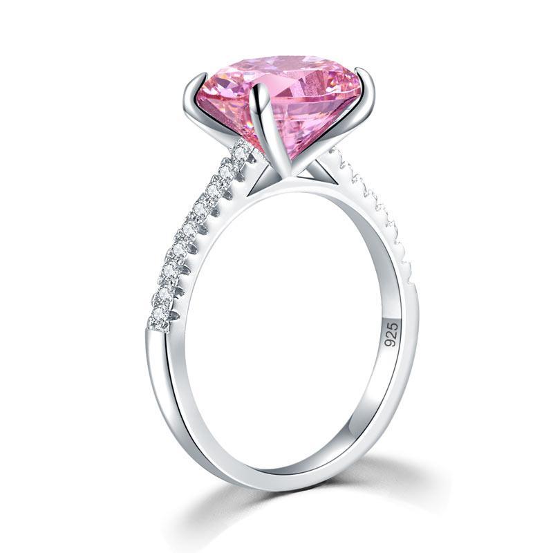 Solid 925 Sterling Silver 4 Carat Anniversary Ring Fancy Pink Oval Cut Luxury Jewelry MXFR8302