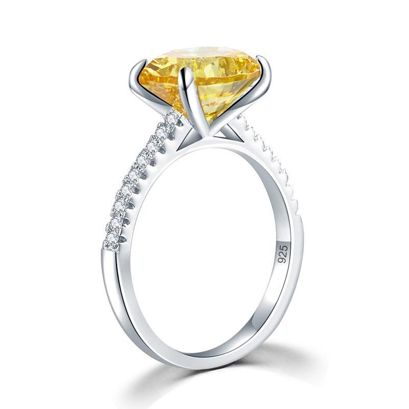 Solid 925 Sterling Silver 4 Carat Anniversary Luxury Ring Yellow Canary Oval Party Jewelry MXFR8304