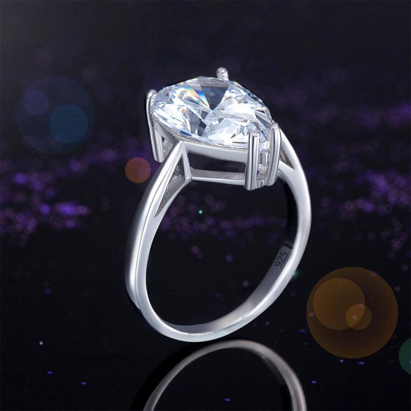 Solid 925 Sterling Silver Luxury Ring Solitaire Pear 4.5 Carat Wedding Engagement Party Pageant Jewelry MXFR8306