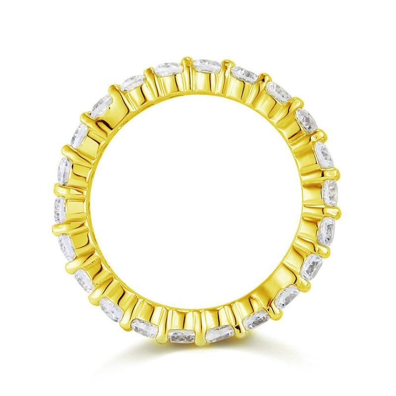 Oval Cut Eternity Solid Sterling 925 Silver Yellow Gold Plated Wedding Ring Band Jewelry MJXFR8327