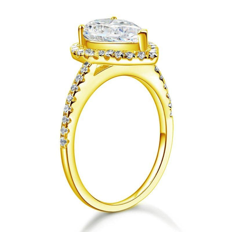 2 Ct Pear Cut Ring Sterling 925 Silver Yellow Gold Plated Wedding Anniversary Engagement Ring MJXFR8329