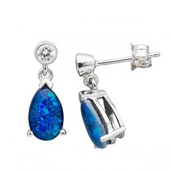 FIREGEM STERLING SILVER OPAL EARRINGS EO921-TCZA