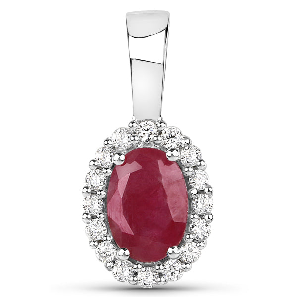 9CT Gold Oval Shape Coloured Gemstone with Diamond Halo Pendant Necklace