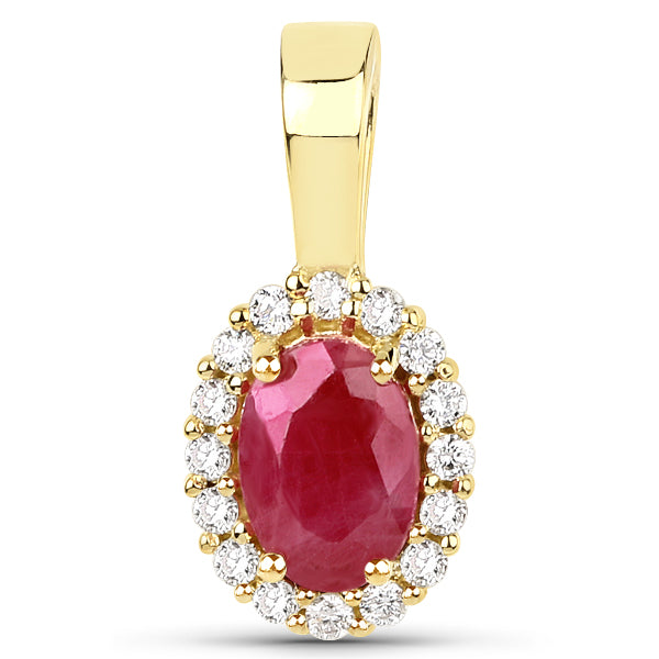 9CT Gold Oval Shape Coloured Gemstone with Diamond Halo Pendant Necklace