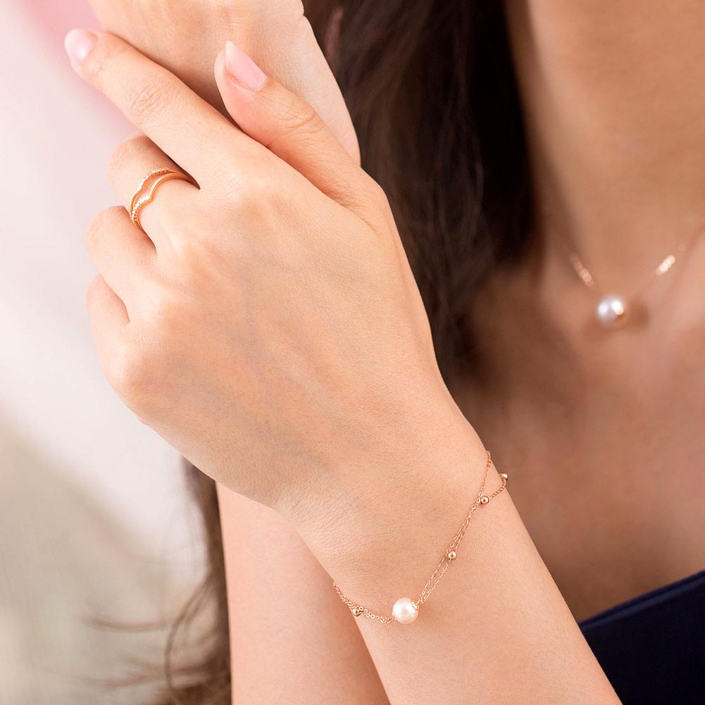 18K/ 750 Rose Gold Pearl Bracelet MKB7001