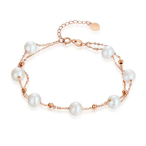 18K/ 750 Rose Gold 7 Pieces Pearls Bracelet (7 Piece Pearls) MKB7004