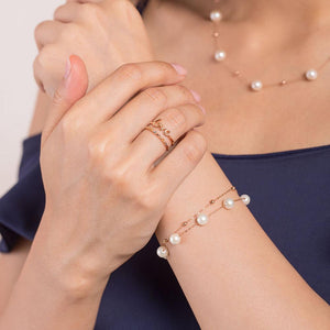 18K/ 750 Rose Gold 7 Pieces Pearls Bracelet (7 Piece Pearls) MKB7004