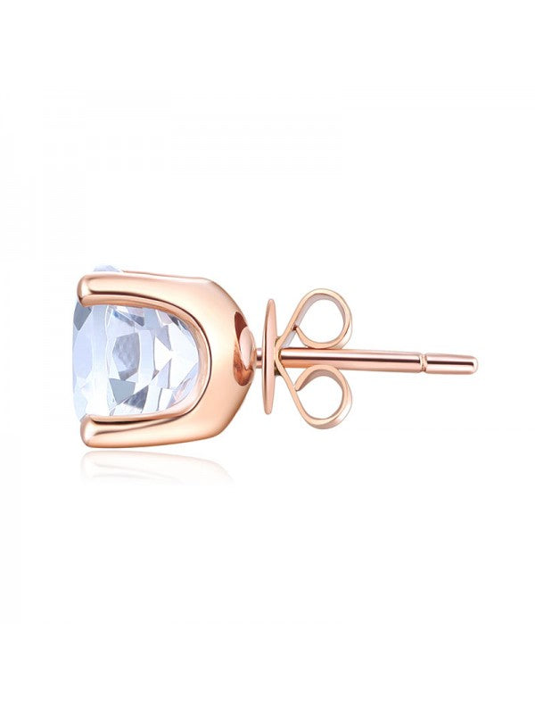 Solid 14K Rose Gold Stud 2.5 Ct Natural Clear Topaz Earrings