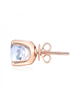 Solid 14K Rose Gold Stud 2.5 Ct Natural Clear Topaz Earrings