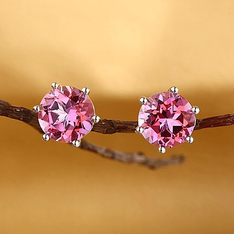 Pink topaz shop stud earrings