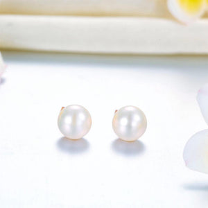 18K/750 Rose Gold Stud Pearl Earrings 7mm