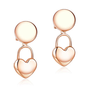 Solid 18K/750 Rose Gold Dangle Heart Earrings