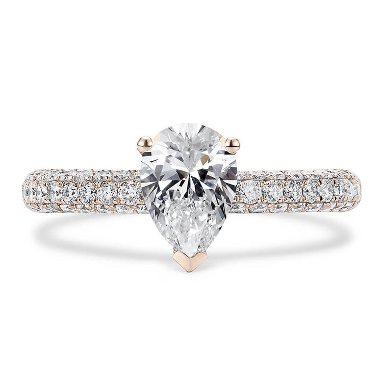 18CT White/Yellow Gold Pear Cut Semi Mount